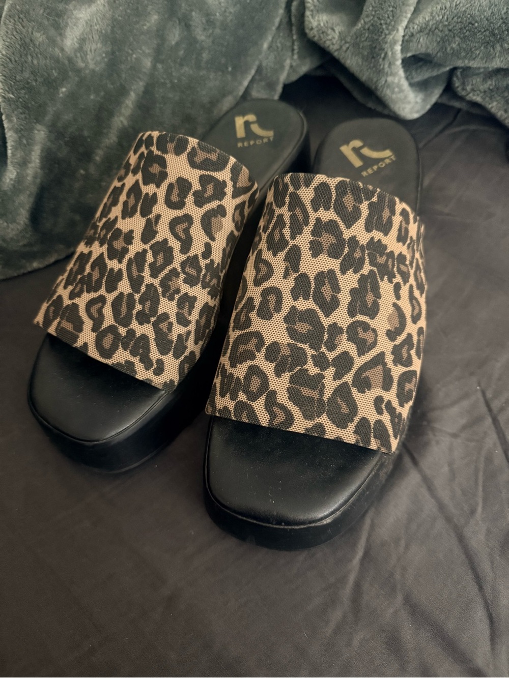 Report Leopard Print Slide Mules in Brown and Black